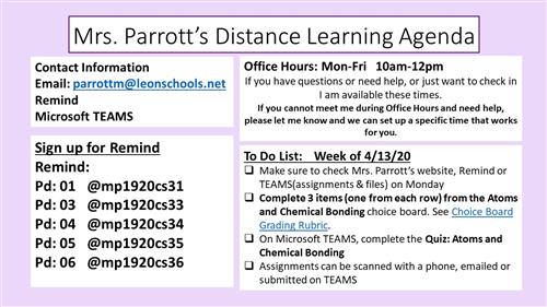 Distance Learning 8th Science Week of 4/13 